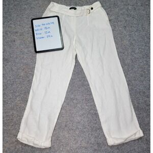 Ellen Tracy Linen Pants Womens Cropped White Casual‎ Trousers